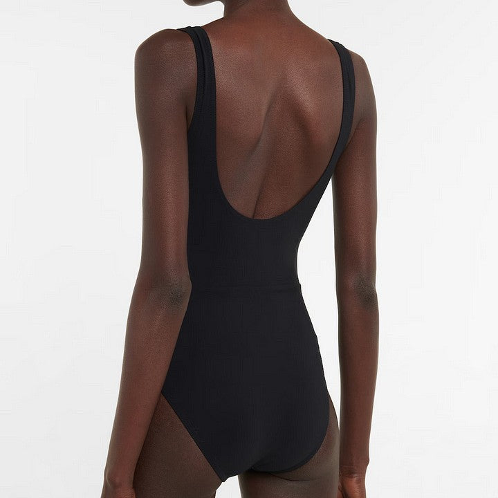 Black & White Sleeveless High-Fashion One-Piece Swimwear | Women's Set