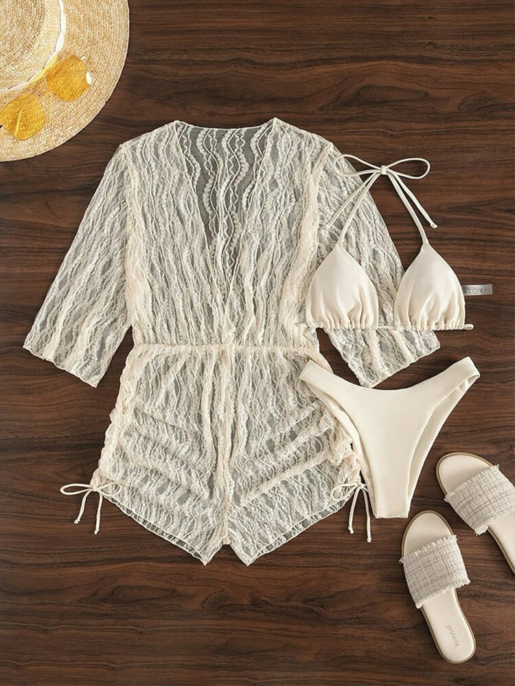 Long Sleeve Mesh Sun Protection Swimsuit | Women's Skirt Style