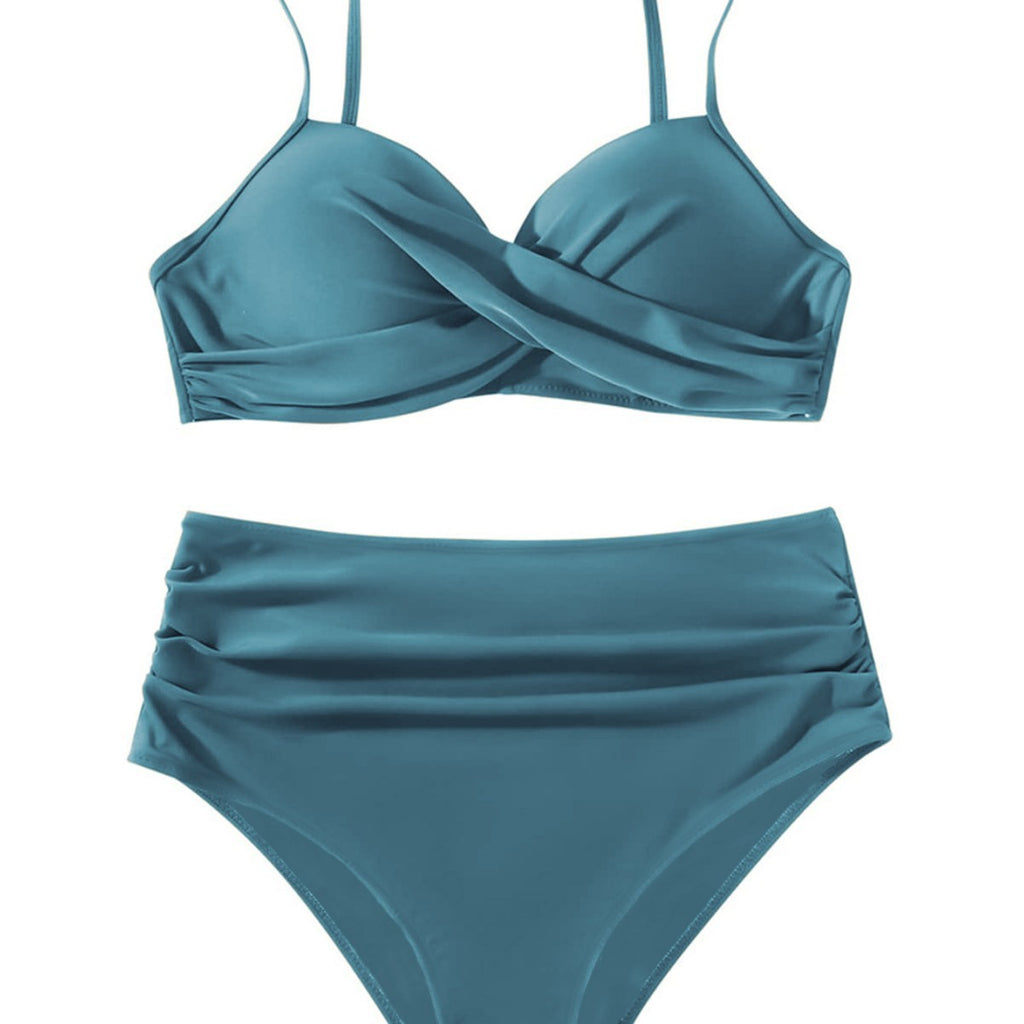 High-Waist Cross Strap Three-Piece Swimsuit | Women's Bikini Set