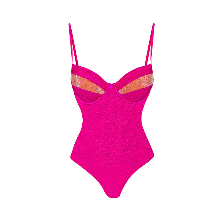 Chic Color-blocked Sparkly Bikini Set for Beach Vacation, Women's Swimwear Dress Style