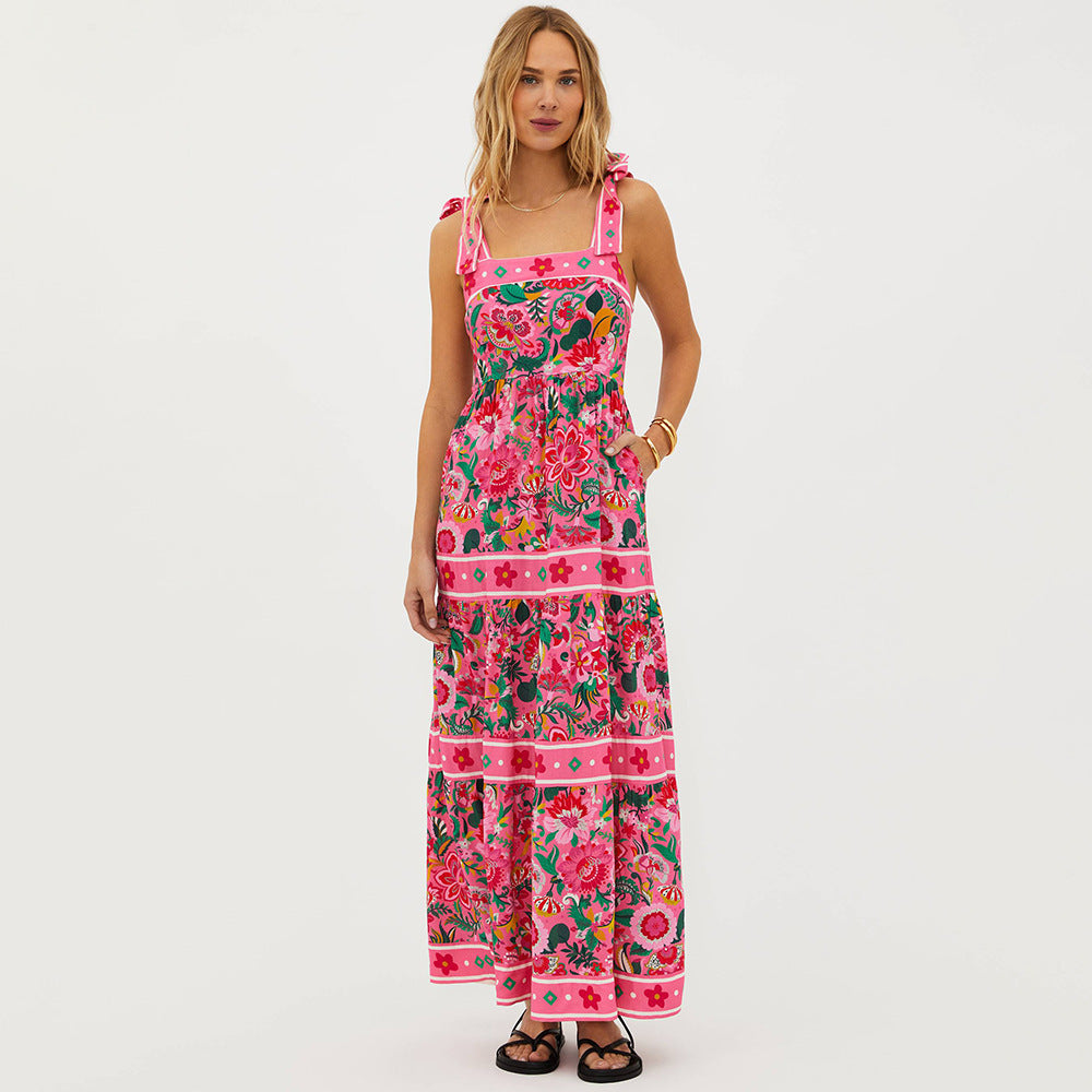Print Strap Bow Detail One-Piece Swimsuit | Women's Swimwear
