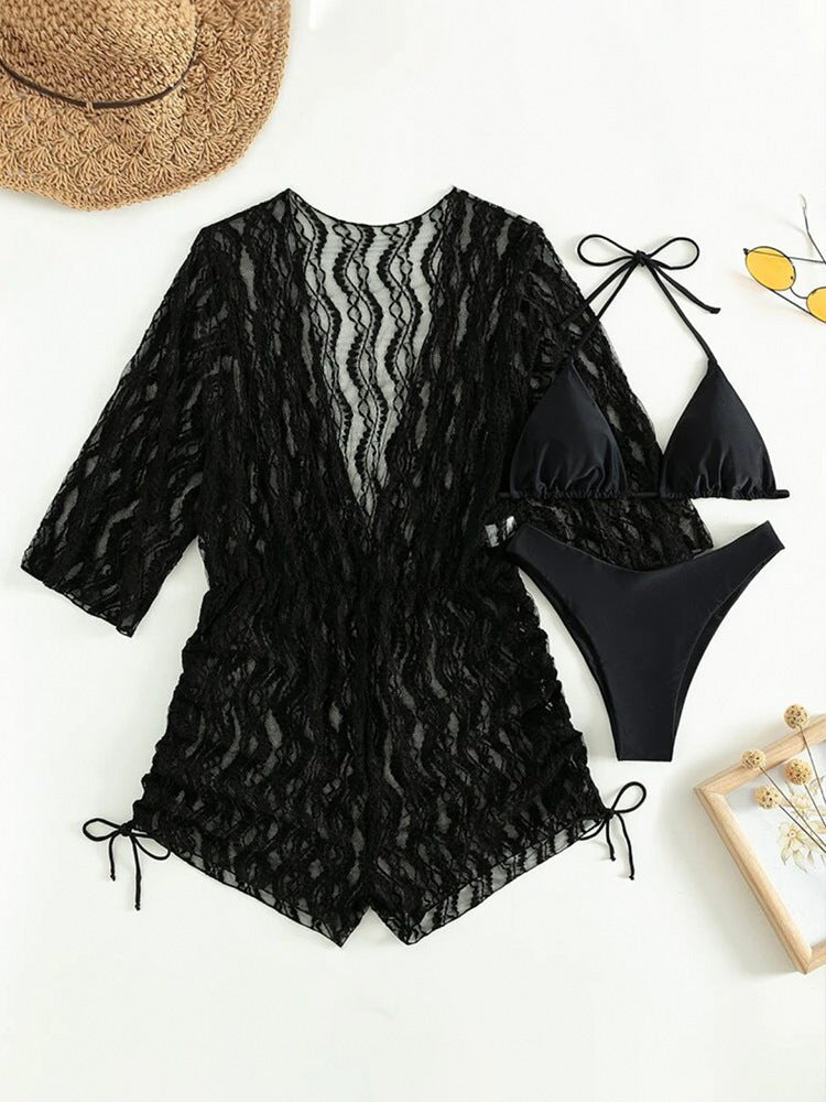 Long Sleeve Mesh Sun Protection Swimsuit | Women's Skirt Style