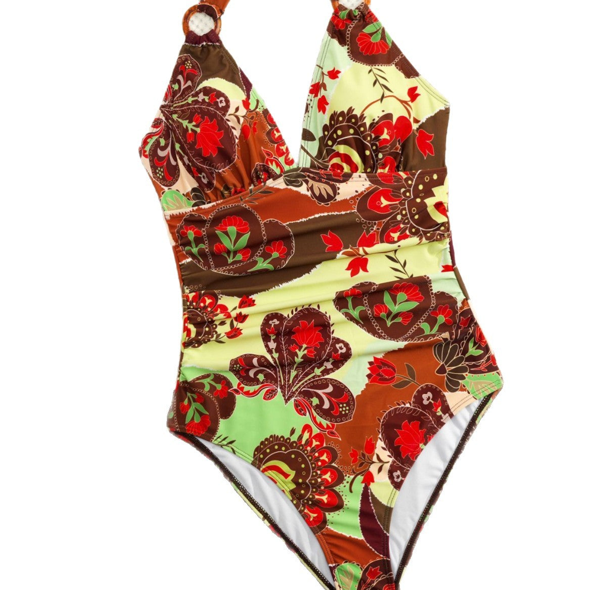 Split swimsuit women's print tight backless deep V-neck