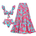 High-Waist Bikini Two-Piece Swimsuit with Beach Vacation Skirt Set for Women